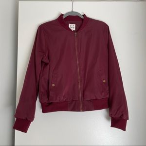 Burgundy bomber jacket